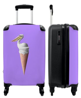 Koffer - Handgepäck - Eiscreme - Vogel - Pelikan - Weiß - Eistüte - Trolley -