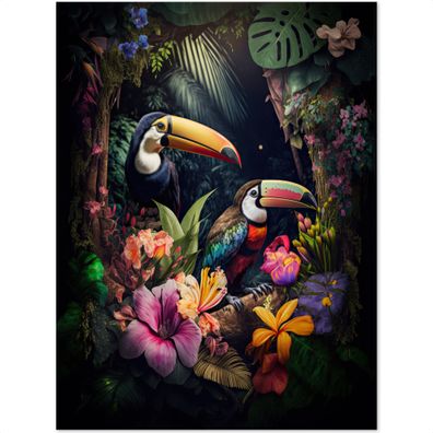 Koffer - Handgepäck - Tukan - Blumen - Regenbogen - Pflanzen - Dschungel - Trolley -