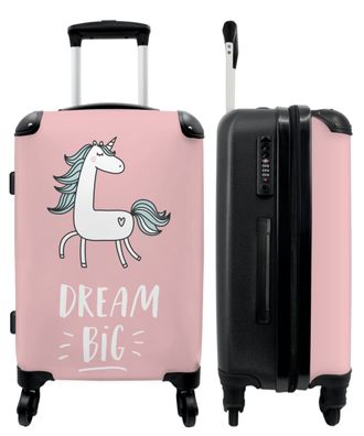Großer Koffer - 90 Liter - Zitat - Einhorn - Rosa - Großer Traum - Mädchen - Trolley