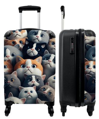 Koffer - Handgepäck - Katze - Tiere - Katze - Grau - Muster - Trolley - Rollkoffer -