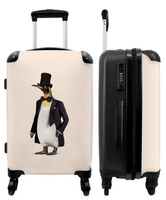 Großer Koffer - 90 Liter - Pinguin - Tier - Hut - Schwarz - Trolley - Reisekoffer
