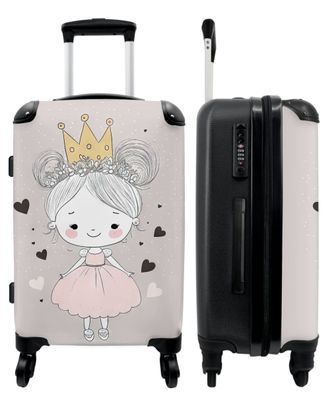 Großer Koffer - 90 Liter - Prinzessin - Mädchen - Herzen - Krone - Rosa - Trolley -