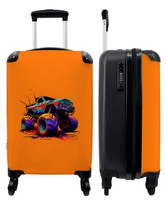 Koffer - Handgepäck - Monstertruck - Neon - Farbe - Orange - Trolley - Rollkoffer -