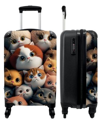 Koffer - Handgepäck - Katze - Design - Braun - Grau - Trolley - Rollkoffer - Kleine