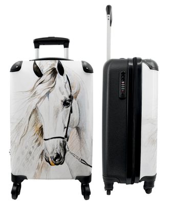 Koffer - Handgepäck - Pferd - Weiß - Illustration - Mädchen - Trolley - Rollkoffer -