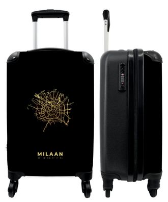 Koffer - Handgepäck - Mailand - Gold - Stadtplan - Karten - Trolley - Rollkoffer -