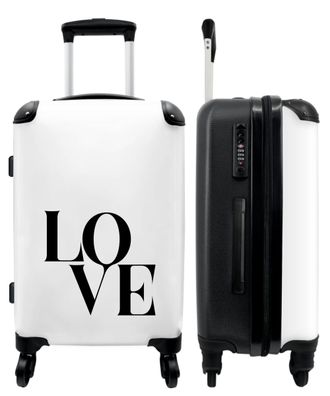 Großer Koffer - 90 Liter - Liebe" - Text - Schwarz - Weiß - Trolley - Reisekoffer