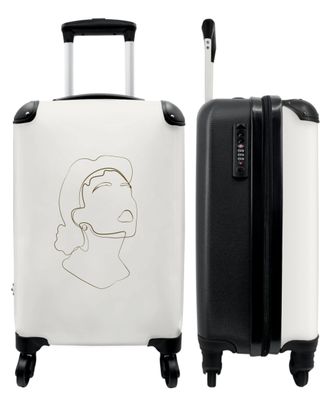 Koffer - Handgepäck - Frau - Abstrakt - Linien - Beige - Trolley - Rollkoffer -
