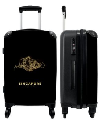 Großer Koffer - 90 Liter - Karten - Stadtplan - Gold - Singapur - Trolley -