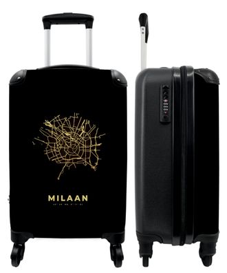 Koffer - Handgepäck - Mailand - Karte - Stadtplan - Gold - Trolley - Rollkoffer -