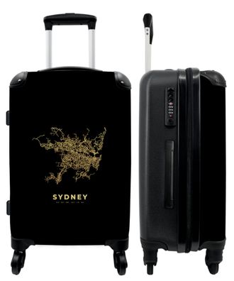 Großer Koffer - 90 Liter - Karte - Gold - Stadtplan - Sydney - Trolley - Reisekoffer