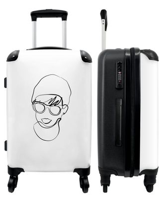 Großer Koffer - 90 Liter - Porträt - Design - Abstrakt - Weiß - Schwarz - Trolley -