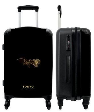 Großer Koffer - 90 Liter - Tokio - Gold - Stadtplan - Karten - Trolley - Reisekoffer