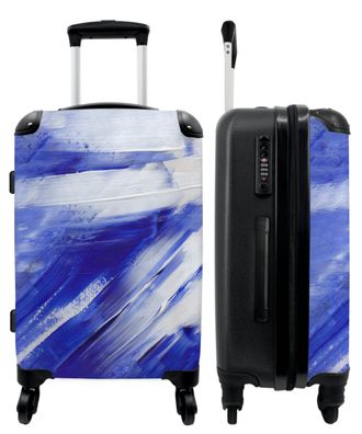 Großer Koffer - 90 Liter - Farbe - Abstrakt - Blau - Weiß - Trolley - Reisekoffer