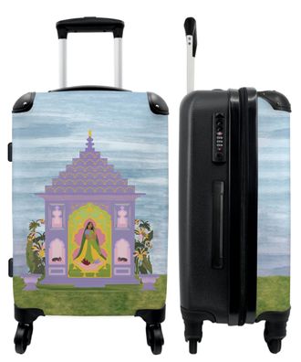 Großer Koffer - 90 Liter - Tempel - Frau - Indien - Pastell - Trolley - Reisekoffer