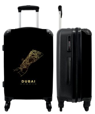 Großer Koffer - 90 Liter - Stadtplan - Dubai - Karte - Gold - Trolley - Reisekoffer