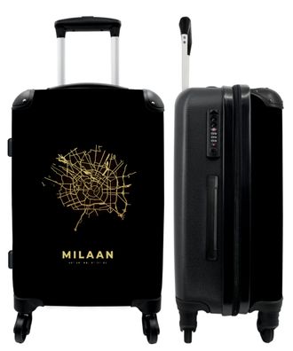 Großer Koffer - 90 Liter - Mailand - Karte - Stadtplan - Gold - Trolley - Reisekoffer