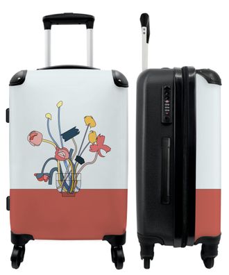 Großer Koffer - 90 Liter - Pflanzen - Abstrakt - Vase - Trolley - Reisekoffer