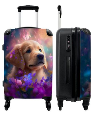 Großer Koffer - 90 Liter - Hund - Welpe - Sonne - Blumen - Trolley - Reisekoffer