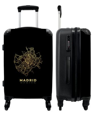 Großer Koffer - 90 Liter - Stadtplan - Karten - Gold - Madrid - Trolley - Reisekoffer