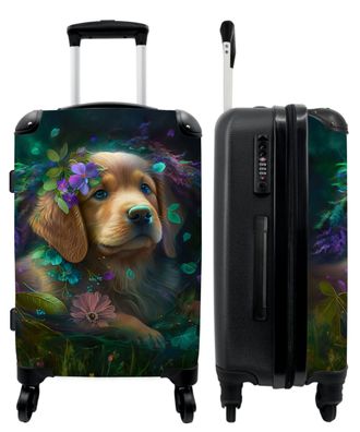 Großer Koffer - 90 Liter - Hund - Welpe - Blumen - Natur - Trolley - Reisekoffer