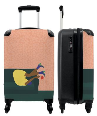 Koffer - Handgepäck - Abstrakt - Frau - Rose - Grün - Trolley - Rollkoffer - Kleine