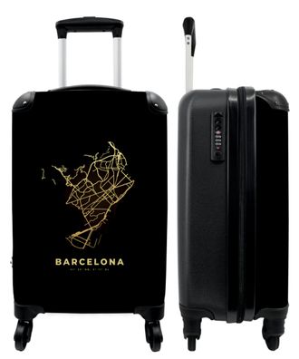 Koffer - Handgepäck - Gold - Karte - Stadtplan - Barcelona - Trolley - Rollkoffer -