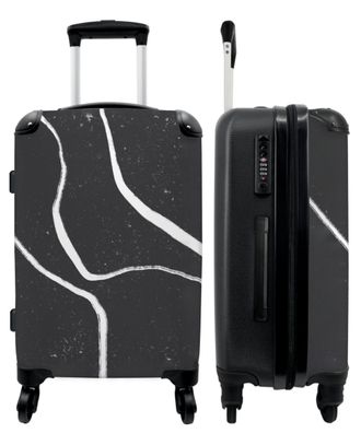 Großer Koffer - 90 Liter - Weiß - Schwarz - Abstrakt - Kunst - Trolley - Reisekoffer