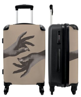 Großer Koffer - 90 Liter - Abstrakt - Hand - Beige - Kunst - Trolley - Reisekoffer