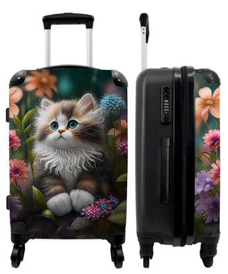 Großer Koffer - 90 Liter - Kätzchen - Illustration - Blumen - Natur - Trolley -