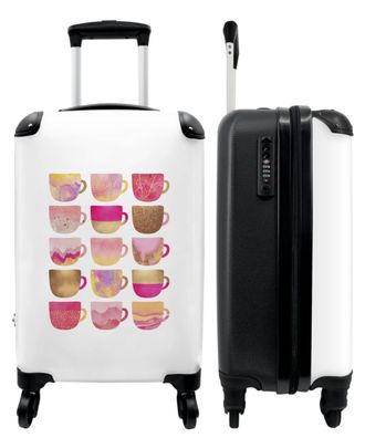Koffer - Handgepäck - Abstrakt - Design - Rosa - Tassen - Trolley - Rollkoffer -
