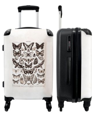 Großer Koffer - 90 Liter - Vintage - Schmetterling - Insekten - Schwarz und weiß -