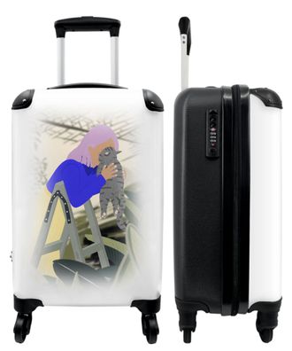Koffer - Handgepäck - Abstrakt - Frau - Katze - Pastell - Trolley - Rollkoffer -