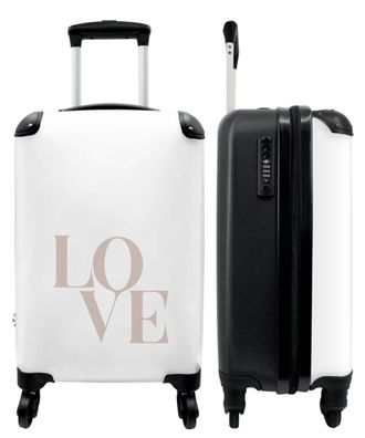 Koffer - Handgepäck - Text - 'Liebe' - Beige - Weiß - Abstrakt - Trolley - Rollkoffer