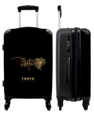 Großer Koffer - 90 Liter - Tokio - Stadtplan - Karte - Gold - Trolley - Reisekoffer
