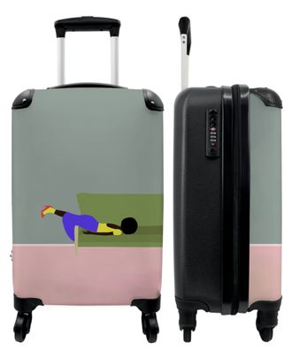 Koffer - Handgepäck - Abstrakt - Frau - Pastell - Design - Trolley - Rollkoffer -