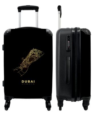 Großer Koffer - 90 Liter - Dubai - Gold - Karte - Stadtplan - Trolley - Reisekoffer