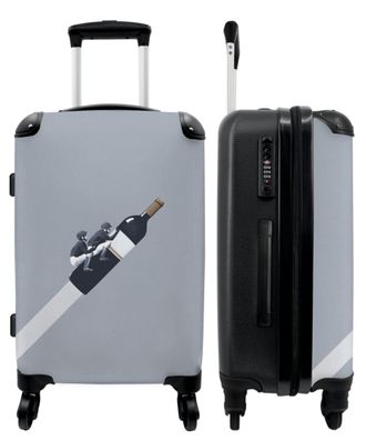 Großer Koffer - 90 Liter - Flasche - Abstrakt - Kunst - Grau - Trolley - Reisekoffer
