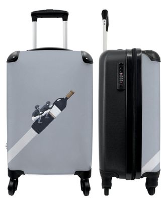 Koffer - Handgepäck - Flasche - Abstrakt - Kunst - Grau - Trolley - Rollkoffer -