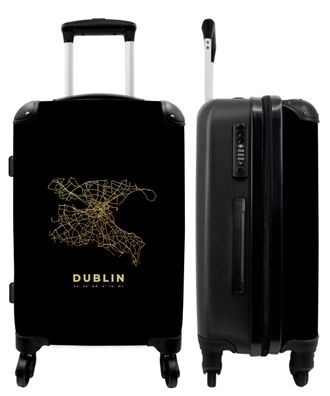 Großer Koffer - 90 Liter - Stadtplan - Dublin - Gold - Trolley - Reisekoffer