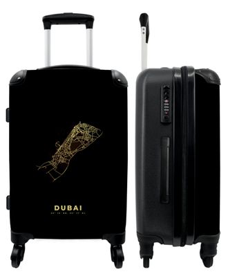 Großer Koffer - 90 Liter - Karte - Gold - Karten - Dubai - Trolley - Reisekoffer