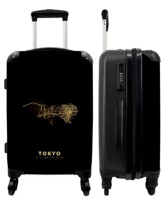 Großer Koffer - 90 Liter - Karten - Stadtplan - Gold - Tokio - Trolley - Reisekoffer