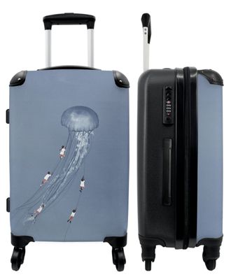 Großer Koffer - 90 Liter - Abstrakt - Design - Qualle - Blau - Trolley - Reisekoffer