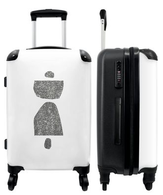 Großer Koffer - 90 Liter - Grau - Weiß - Kunst - Abstrakt - Trolley - Reisekoffer