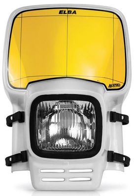 Lichtmaske Elba Klassik Lampenmaske headlight Enduro passt an Maico Mz weiß-gelb