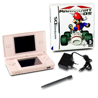 Nintendo DS Lite Handheld Konsole in Rosa #74A + Ladekabel + Spiel Mario Kart DS