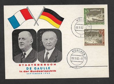 Postkarte BRD 2 Belege Staatsbesuch de Gaulle in der BRD