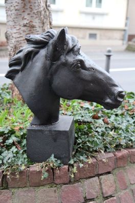 Skulptur Figur Pferd Eisen sculpture iron Horse 62cm Pferdekopf 44kg antik Stil