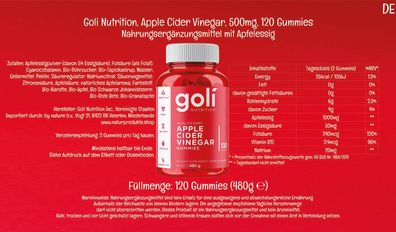 Goli Nutrition, Apple Cider Vinegar, 120 Gummies