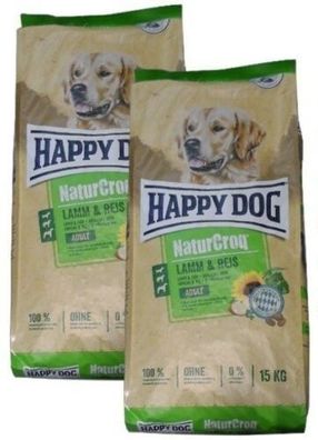 2x15kg Happy Dog Naturcroq Adult Lamm&Reis Hundefutter